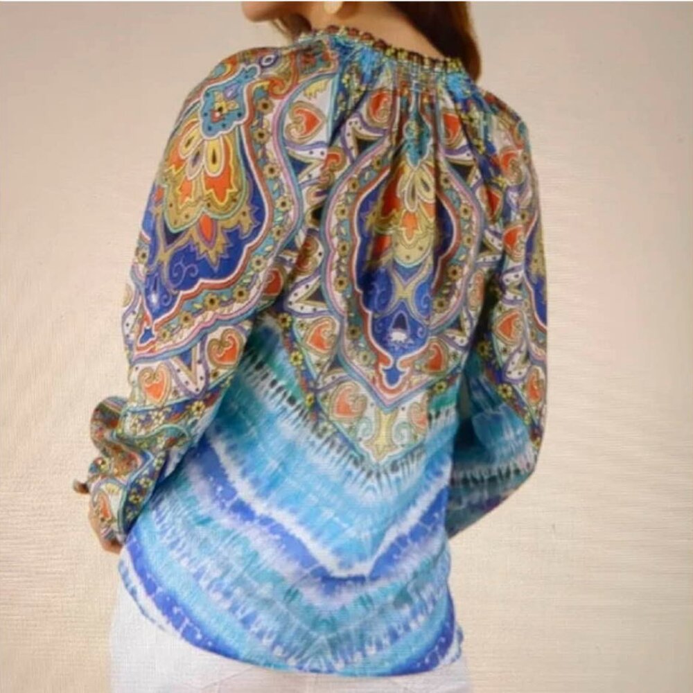 Hale Bob Sadie Voile Blue Colored Top Size S $268.00 - Picture 3 of 7
